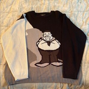 Vintage Delf USA Knit Crewneck Sweater “Black Gray” Made In Korea